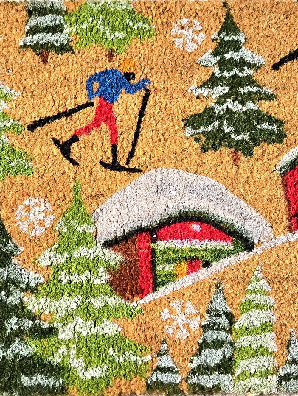 Coir Ski Chalet Doormat Rustic Winter Holiday Christmas Decor Unbranded